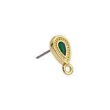 Oorstekers druppel met oogje Groen-goud 24kr plated DQ + Achterkantjes