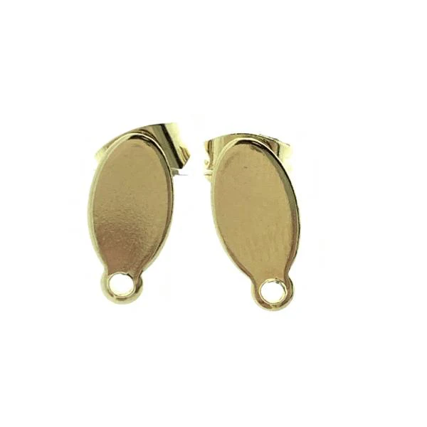Oorstekers ovaal RVS goud 12.5x6mm - 1 paar