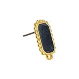 Oorstekers Rechthoek met oogje Zwart-goud 24kr plated DQ + Achterkantjes