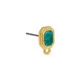 Oorstekers square met oogje Groen-goud 24kr plated DQ + Achterkantjes