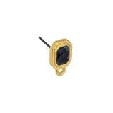 Oorstekers square met oogje Zwart-goud 24kr plated DQ + Achterkantjes