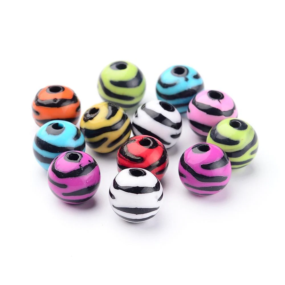 Opaque Acrylic Beads Zebra mix 12mm - 7 stuks - Image 2