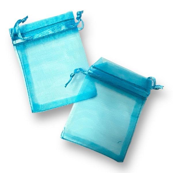 Organza aqua 7x9cm - 5 stuks