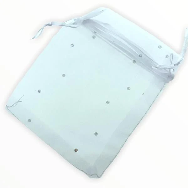 Organza zakjes wit glitter 10x12cm - 5 stuks - Image 2