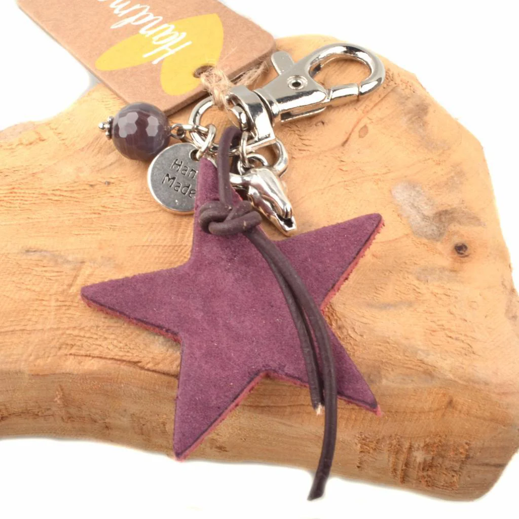 Bedel leerhanger ster aubergine DIY pakket