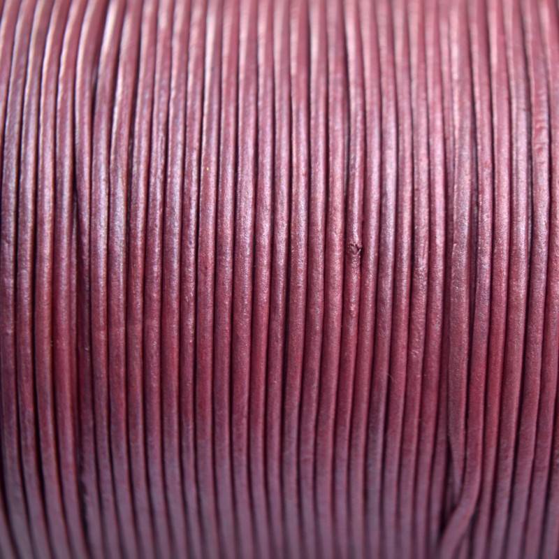 Leer rond fuchsia paars parelmoer 1mm - per meter