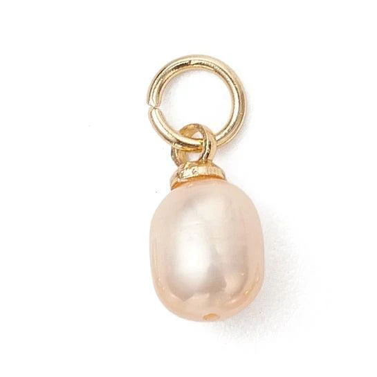 Parel Bedel Ovaal Wit / Goud  11x6mm - per stuk - Image 2