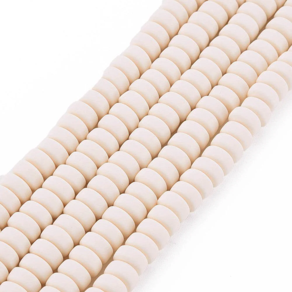 Polymeer candy kralen beige 6~7x3mm - ±30 stuks
