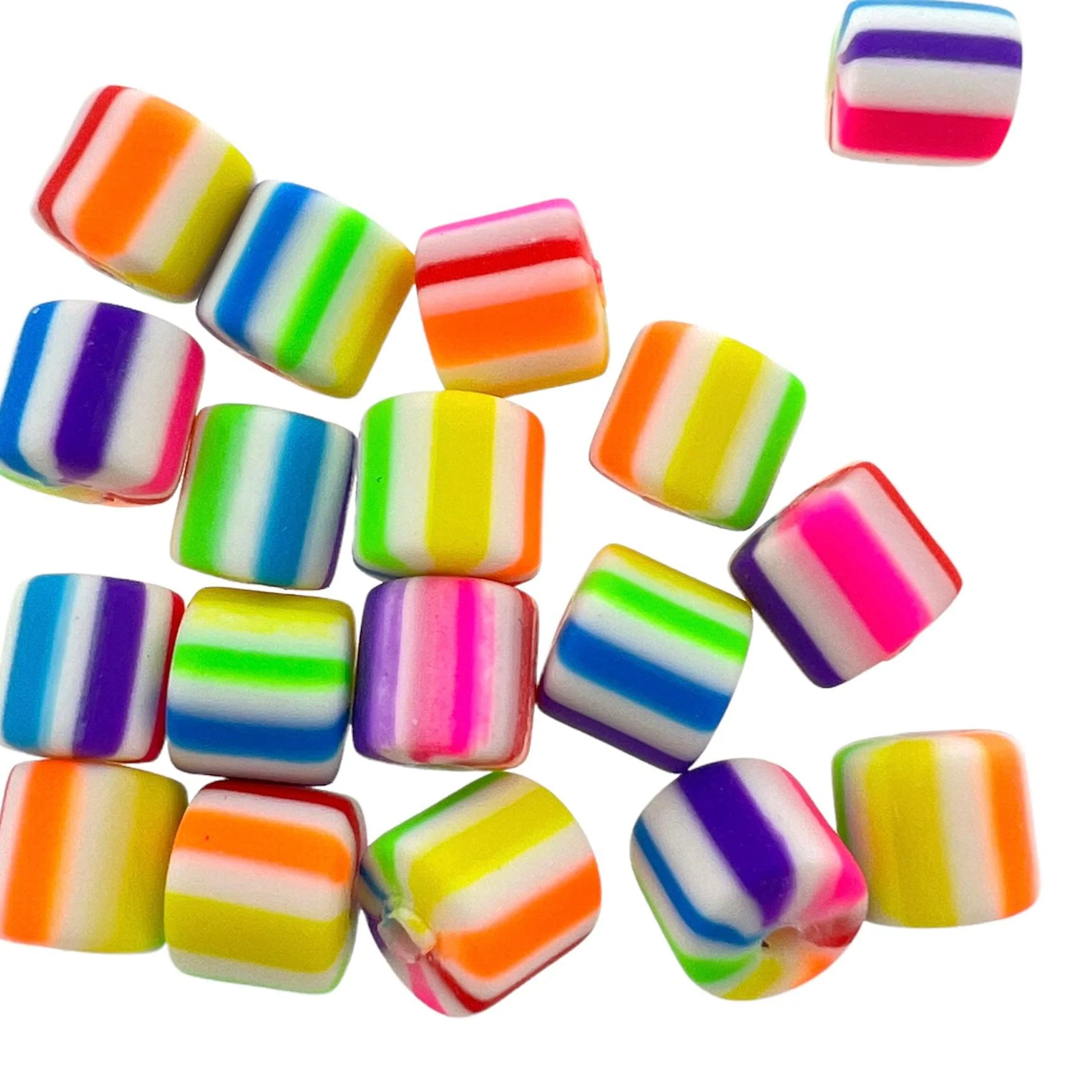 Polymeer candy kralen mix 6~7x3mm - ±15 stuks