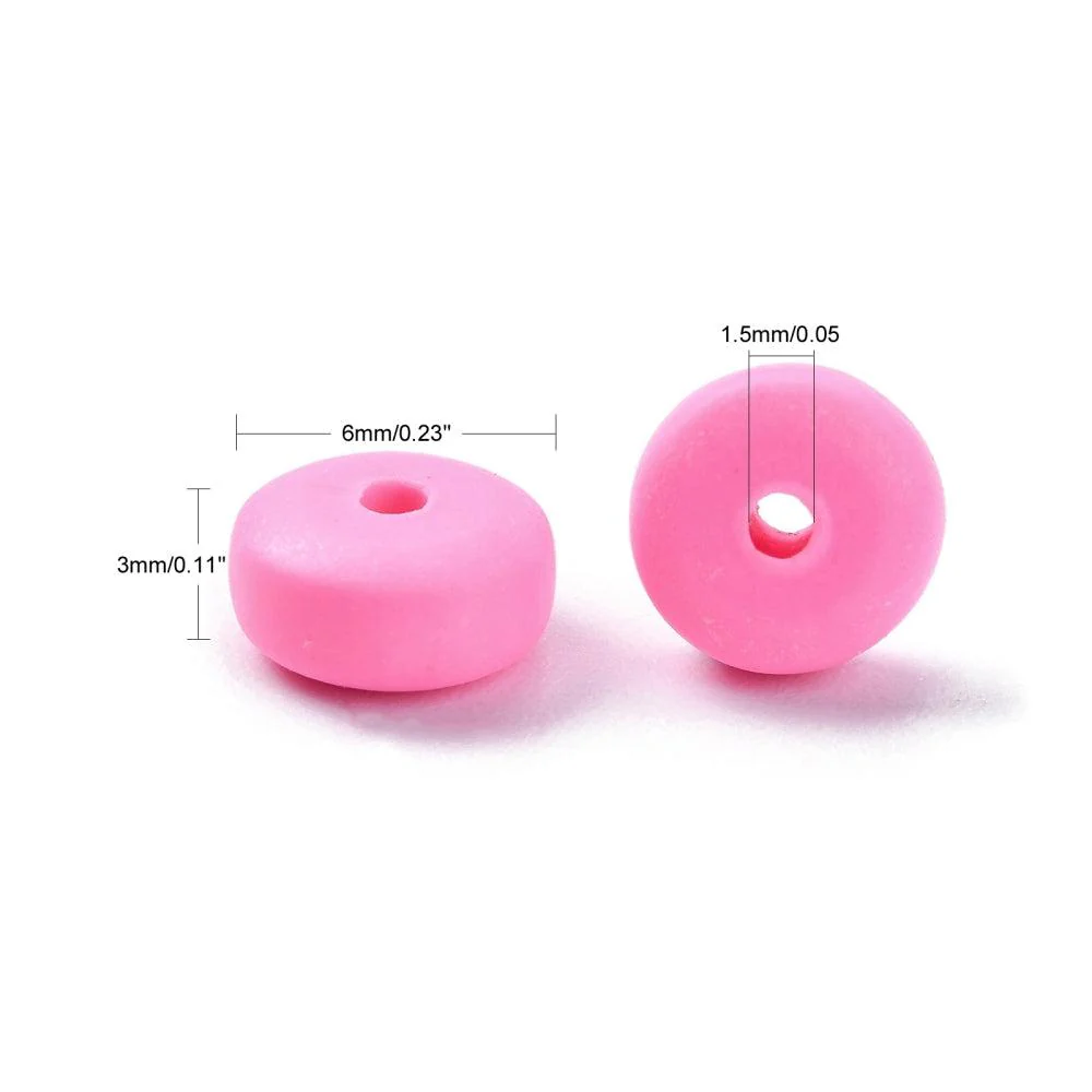 Polymeer candy kralen roze 6~7x3mm - ±30 stuks - Image 2