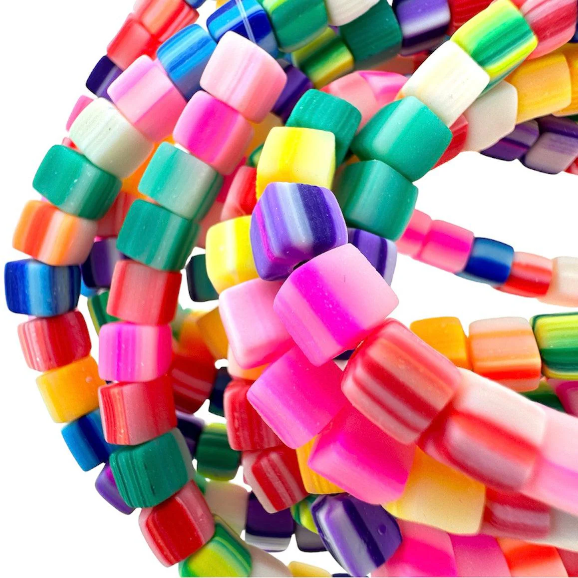 Polymeer Cube kralen Colorful 6,5mm - ±15 stuks