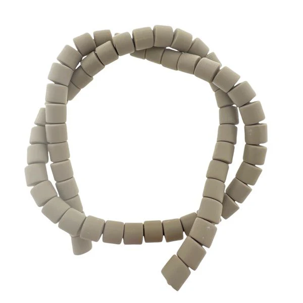 Polymeer tube kralen sand grey 6,5x6mm - ±30 stuks