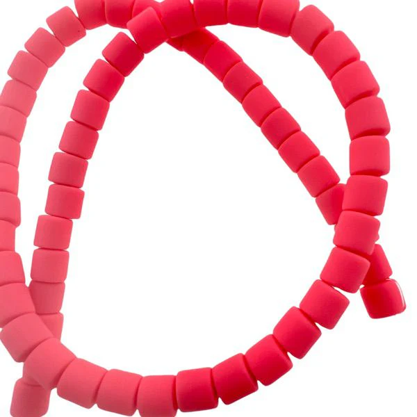 Polymeer tube kralen Salmon 6,5x6mm - ±30 stuks