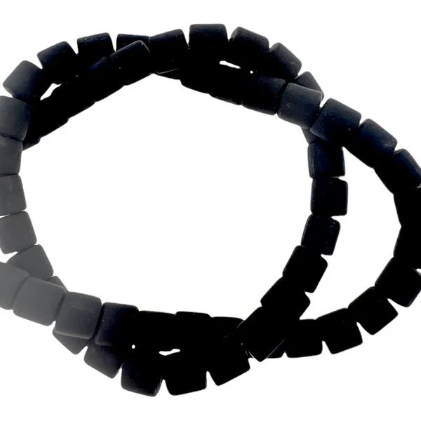Polymeer tube kralen Black 6,5x6mm - ±30 stuks