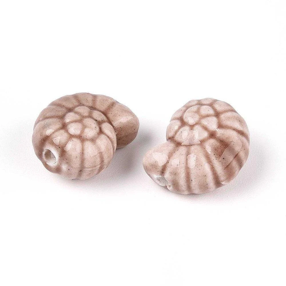 Kraal keramiek schelp beige 14mm- per stuk - Image 2