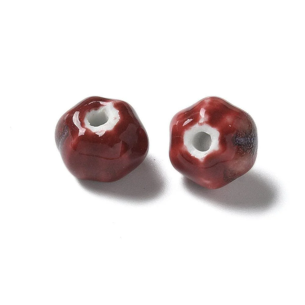 Porseleinen Kralen Rondel Donkerrood 12mm - per stuk - Image 2