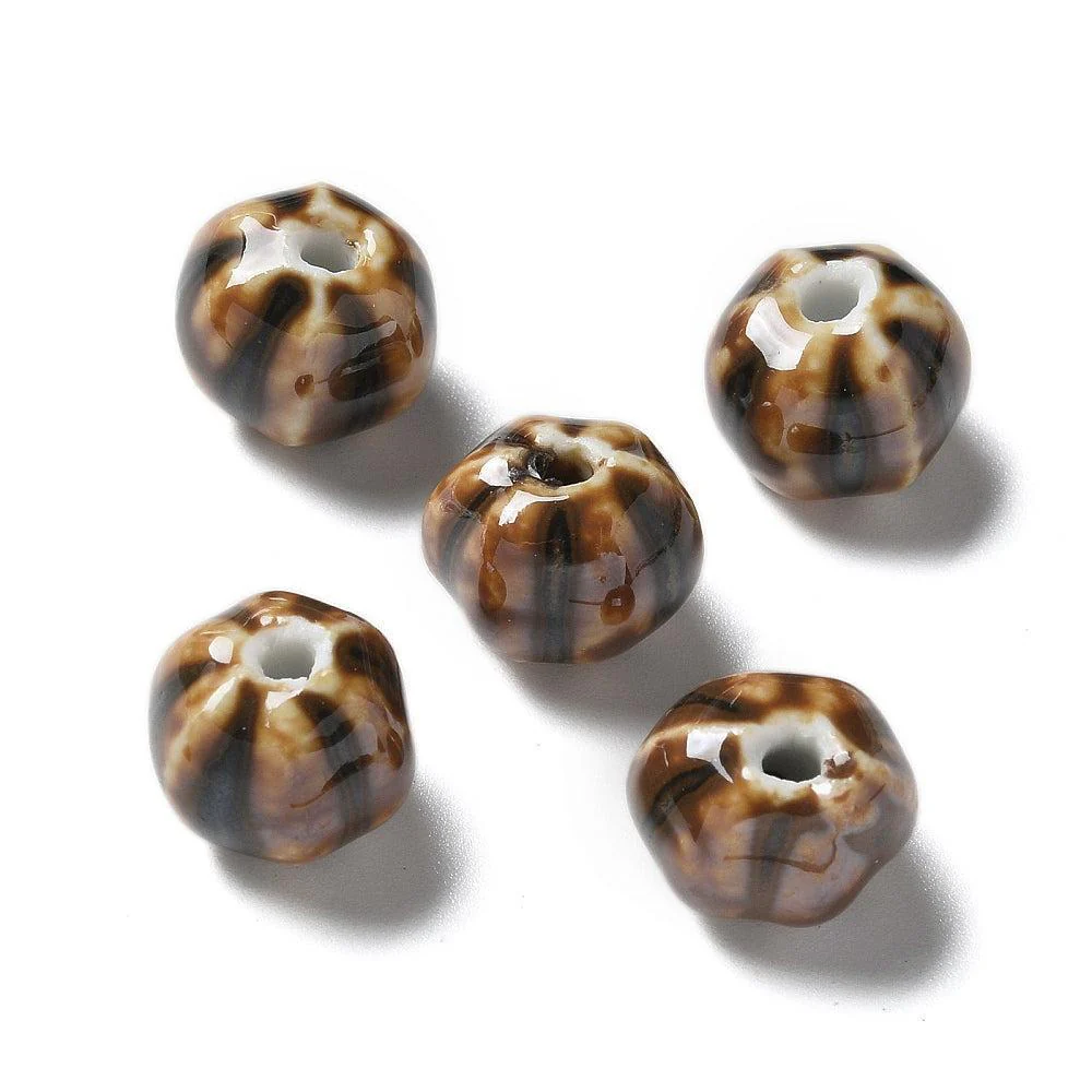Porseleinen Kralen Rondel Bruin 12mm - per stuk