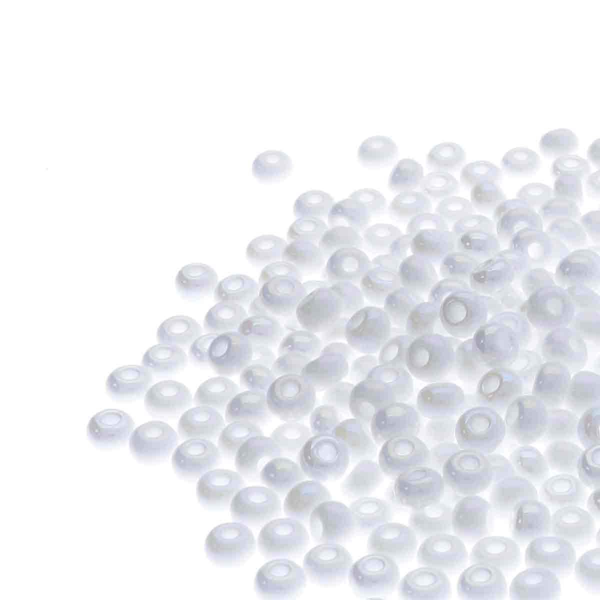 Preciosa rocailles glas 8/0 chalkwhite iris (3mm) - 10 gram