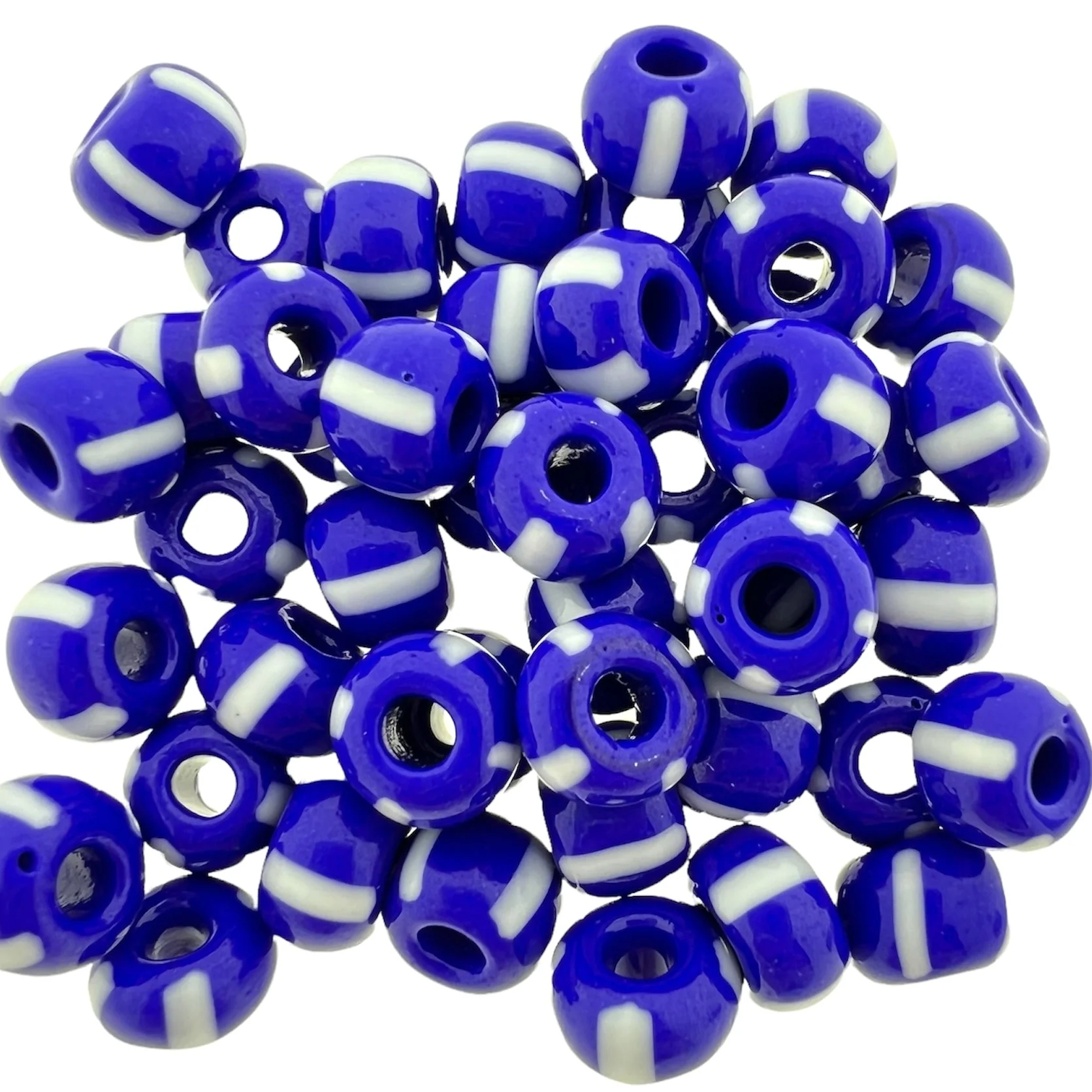 Tsjechisch glas Preciosa rocailles wit-blauw 6,5mm XL- 10 stuks