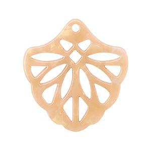 Resin hanger blad Peach blush opal 40x37mm - per stuk