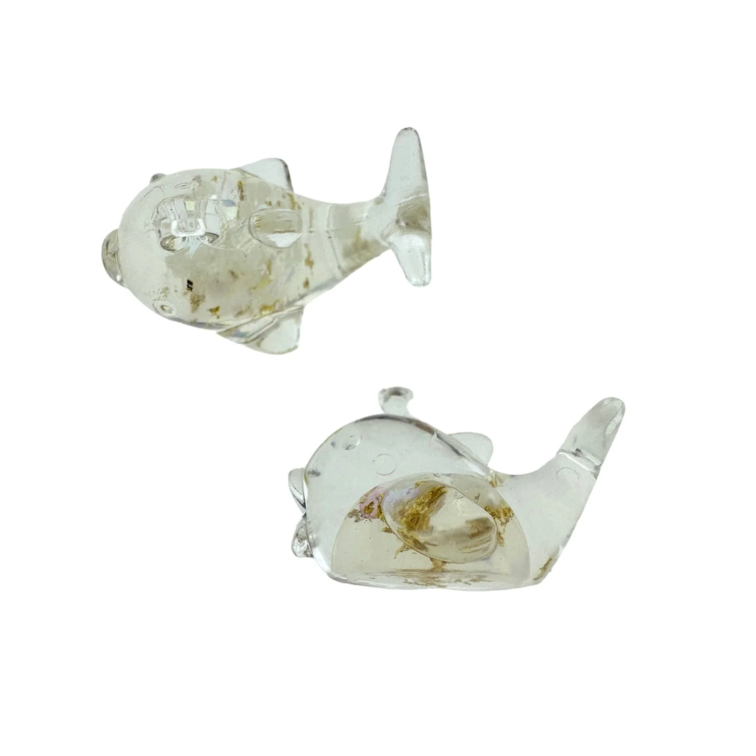 Resin hanger dolfijn goud/clear 19x28x17mm