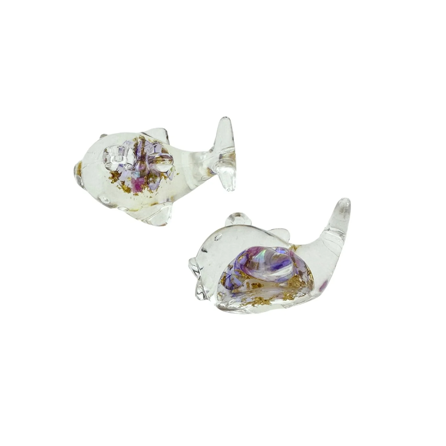 Resin hanger dolfijn paars/clear 19x28x17mm