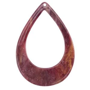 Resin hanger druppel Mixed red-pink 60x42mm