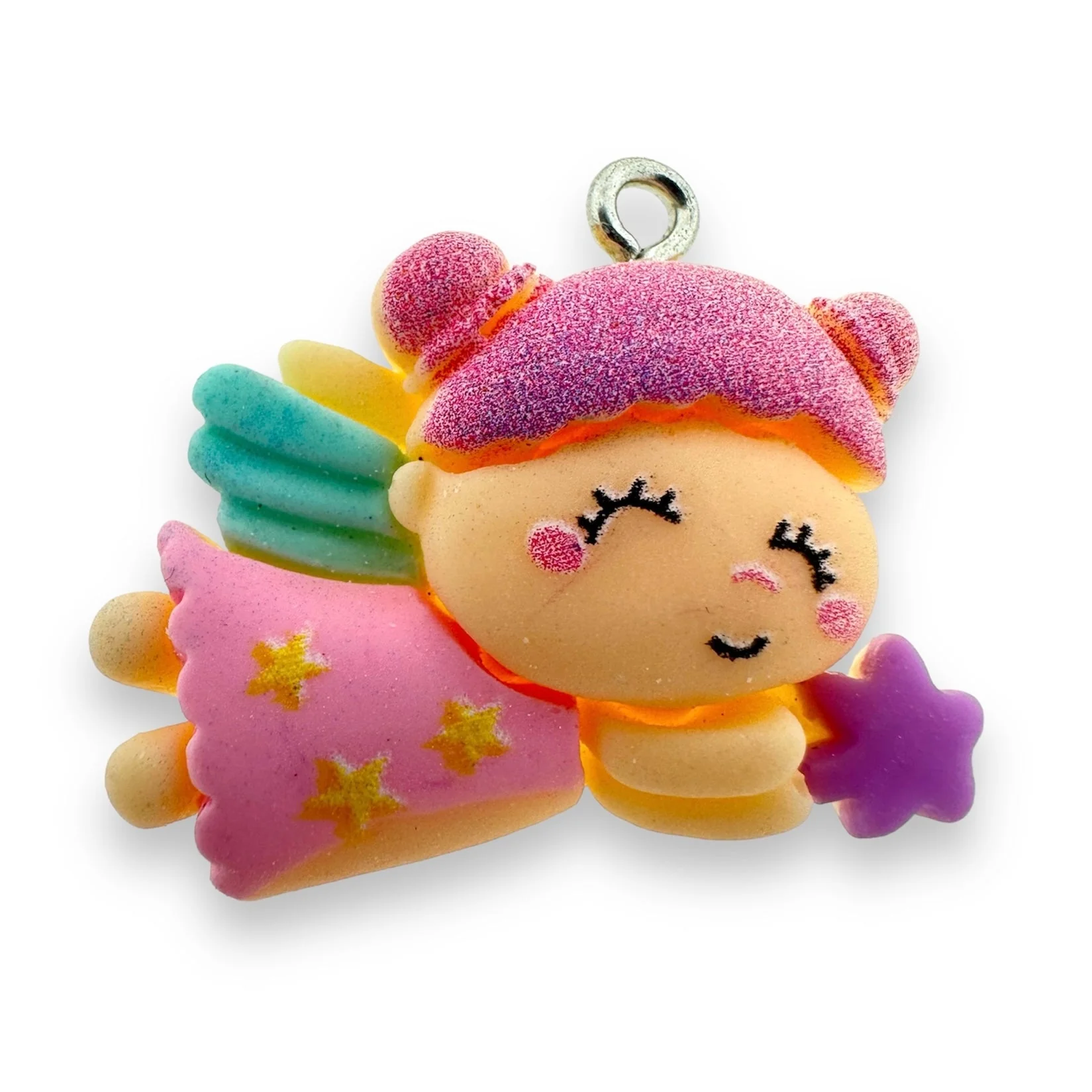 Resin hanger Fee multicolor 24x30mm - per stuk