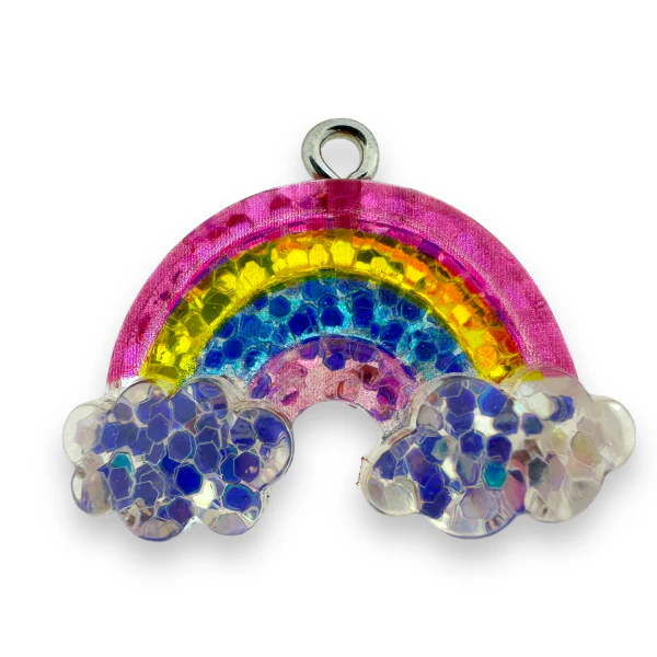Resin hanger glitter regenboog multicolor 21x26x6mm