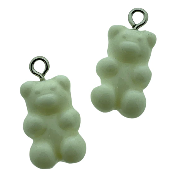 Resin hanger Gummy bear wit 21x11mm - 2 stuks
