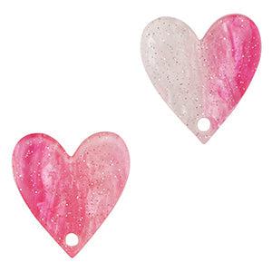 Resin hanger hartje pink 16x15mm
