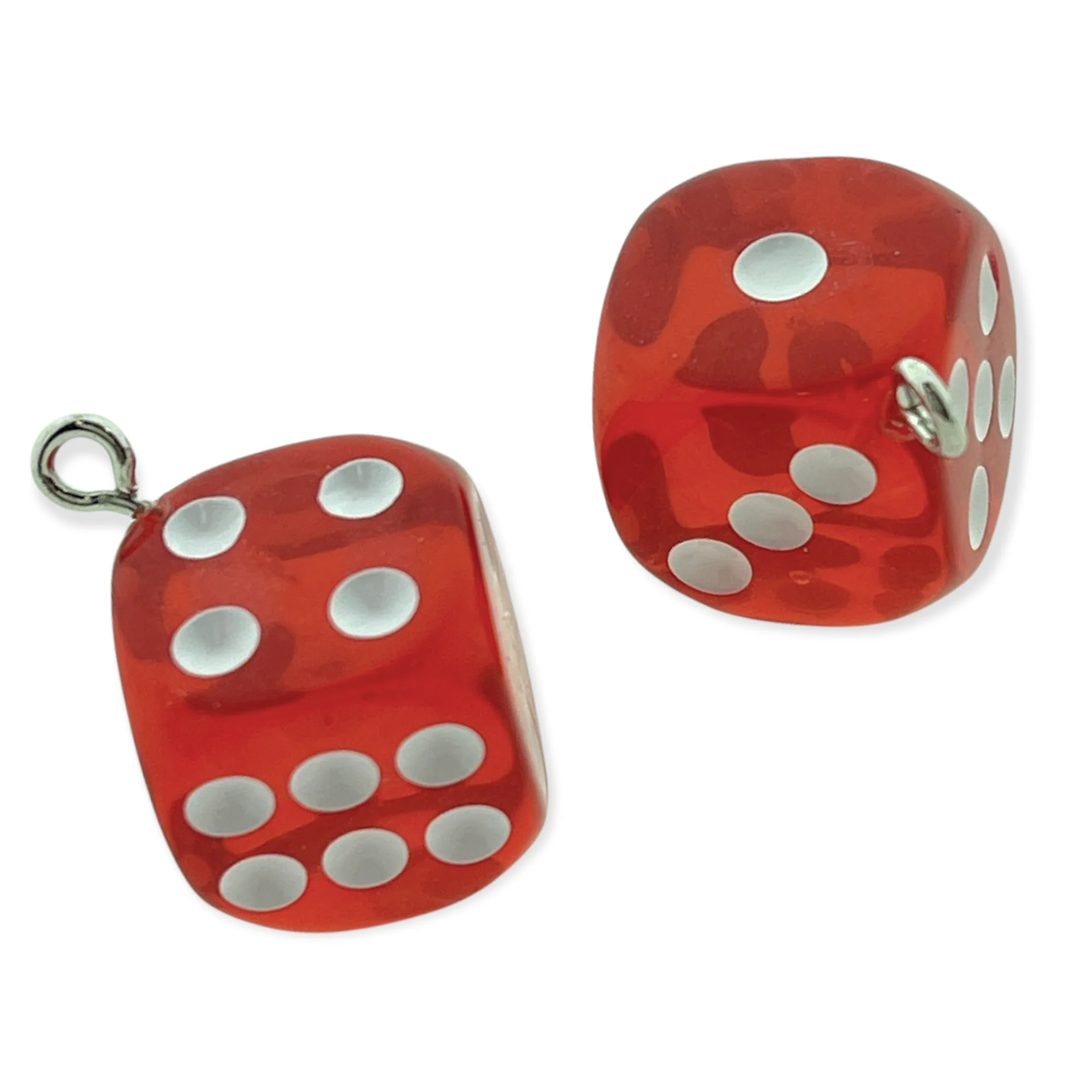 Acryl emaille hanger Lucky Dice Rood 23x19mm