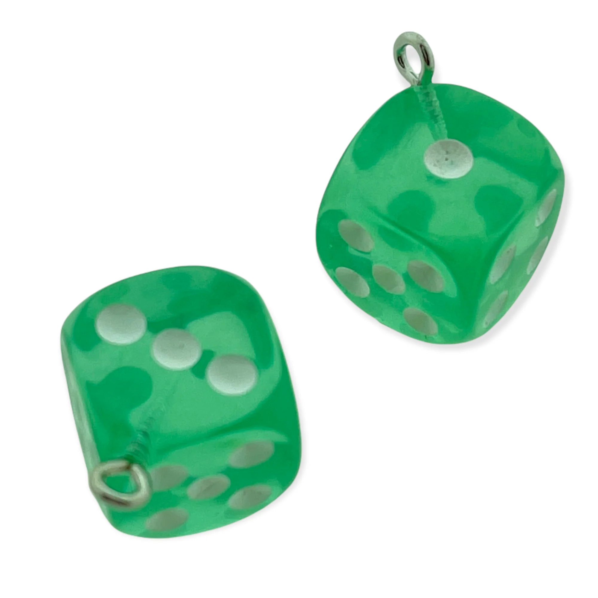 Resin hanger Lucky Dice Soft groen 23x19mm