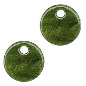 Resin hanger muntje Moss green 12mm - per stuk