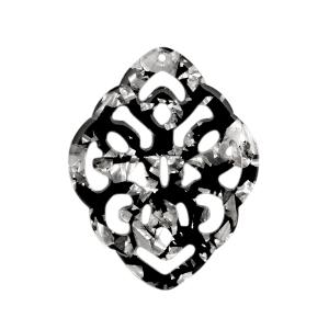 Resin hanger ruit barok Silver-black 42x32mm