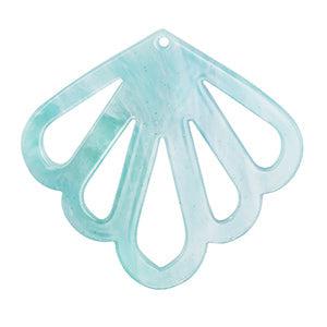 Resin hanger schelp blue glitter 42x45mm