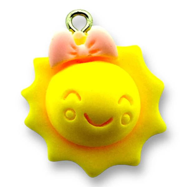 Resin hanger Smiling sun - 25x21mm