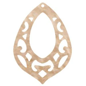 Resin hangers barok druppel Light semolina beige 42x60mm