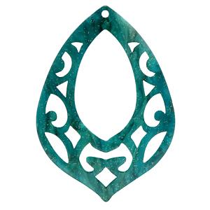 Resin hangers barok druppel Ocean green 42x60mm