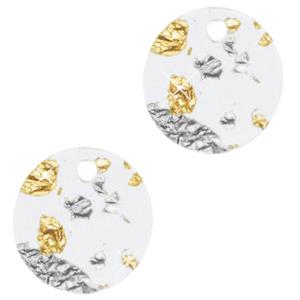Resin hangers rond Silver gold-transparant 12mm