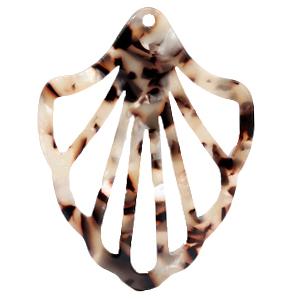 Resin hangers schelp Mixed beige-brown 41x55mm