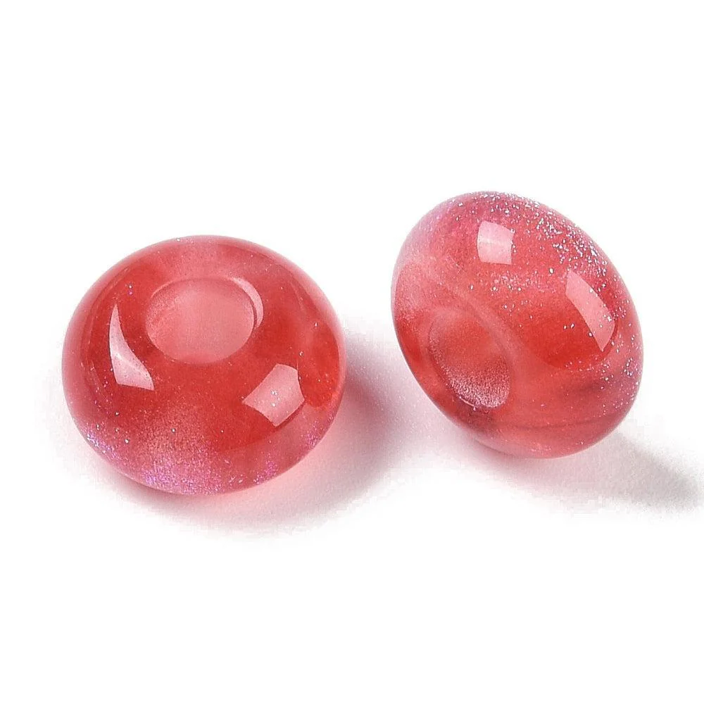 Resin kraal cranberry glitters 13,5mm - per stuk - Image 2