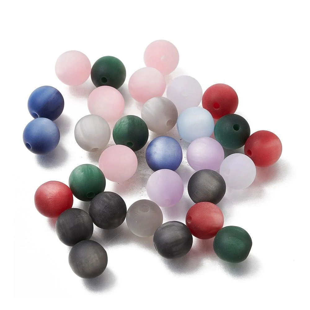 Resin kraal frosted multicolor koude kleuren - per stuk