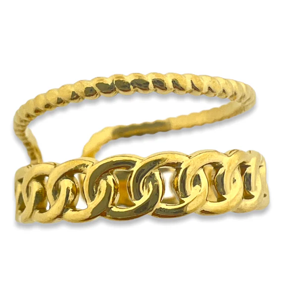 Ring curb chain goud stainless steel