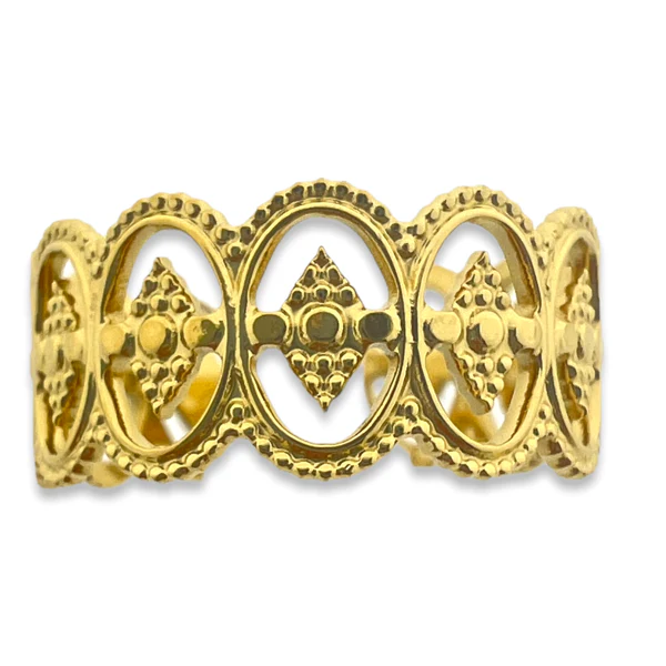 Ring rhombus goud stainless steel