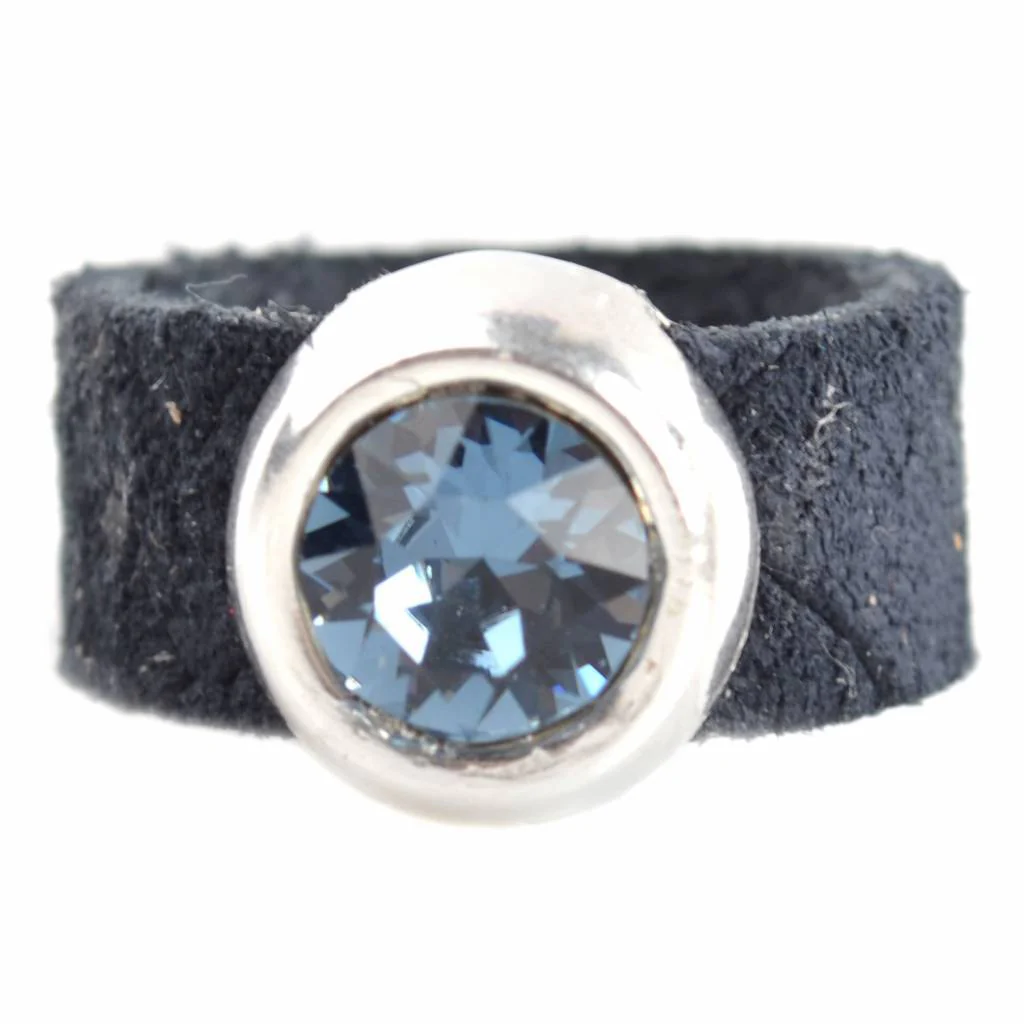 Ring Swarovski & Leer DIY denim blue