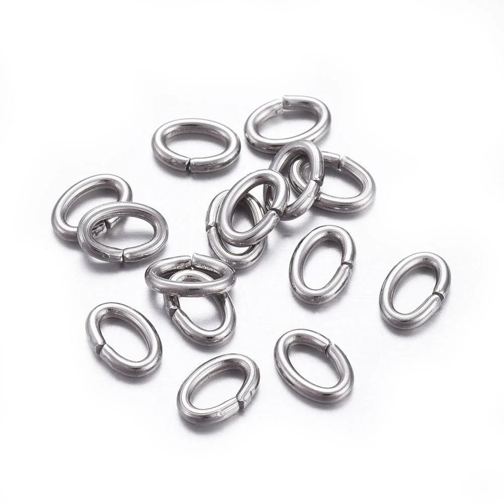 Ringetjes RVS zilver ovaal 6x1x4mm - per 60 stuks - Image 2