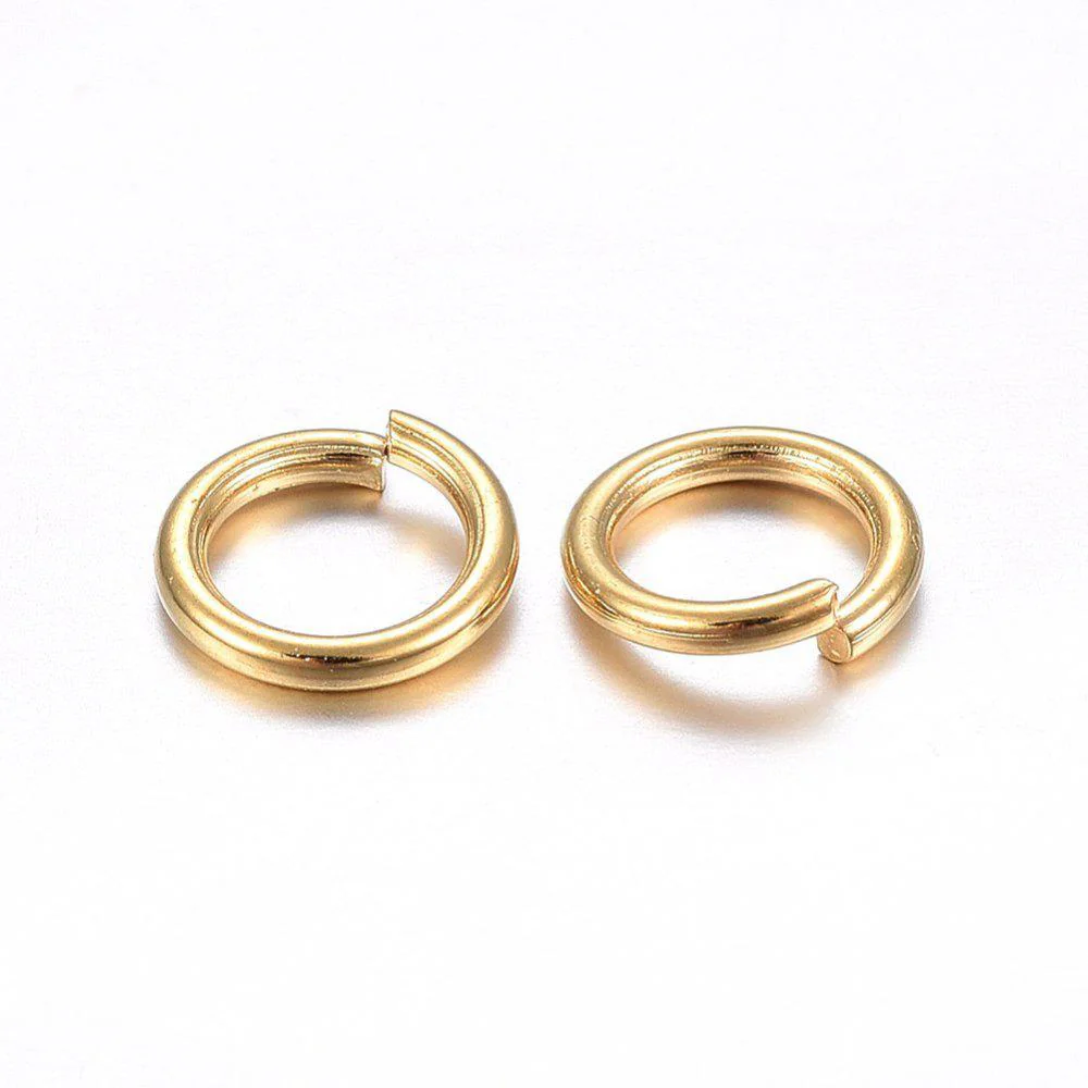 Ringetjes Stainless steel 24kr goud 10x1,2mm - 8 stuks - Image 2