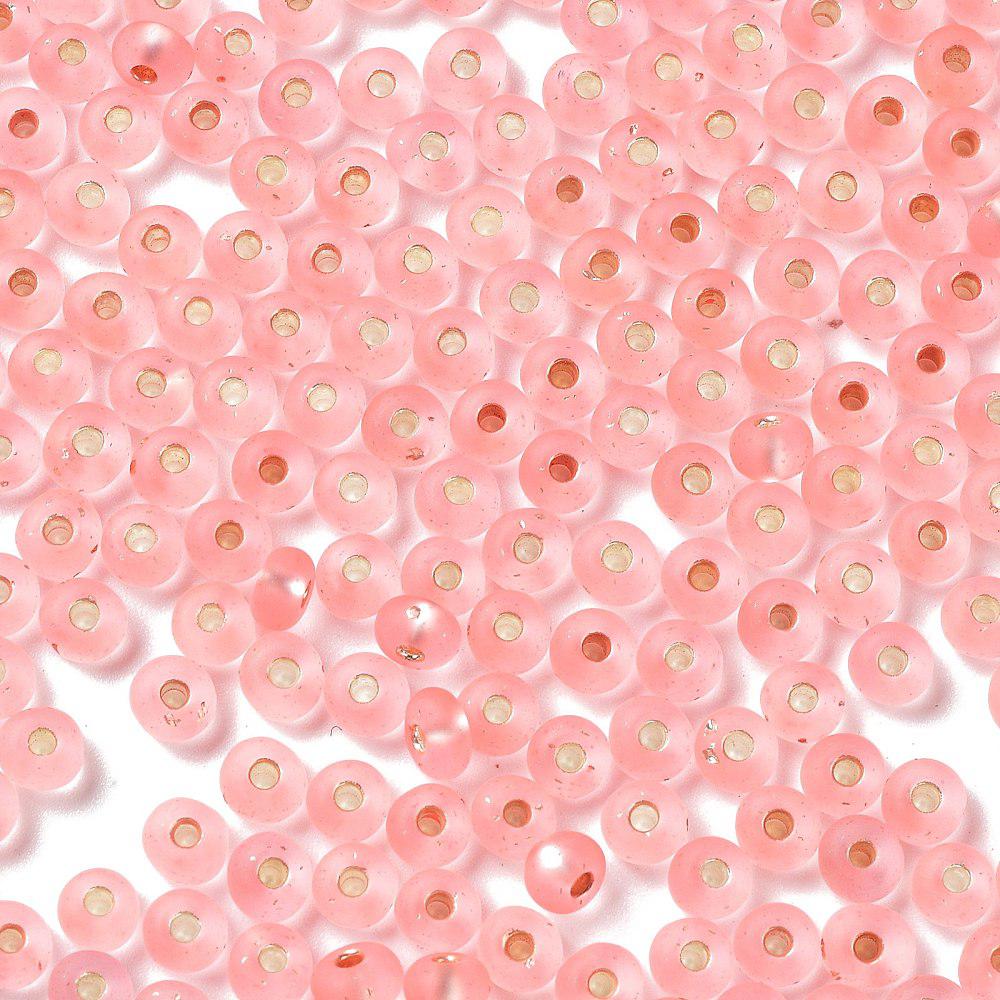 Rocailles DQ frosted silverlined zalm 4,5x3mm