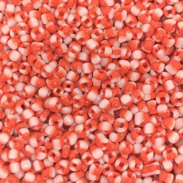 Rocailles glas Striped rood 11/0 (2mm) - 12,5 gram